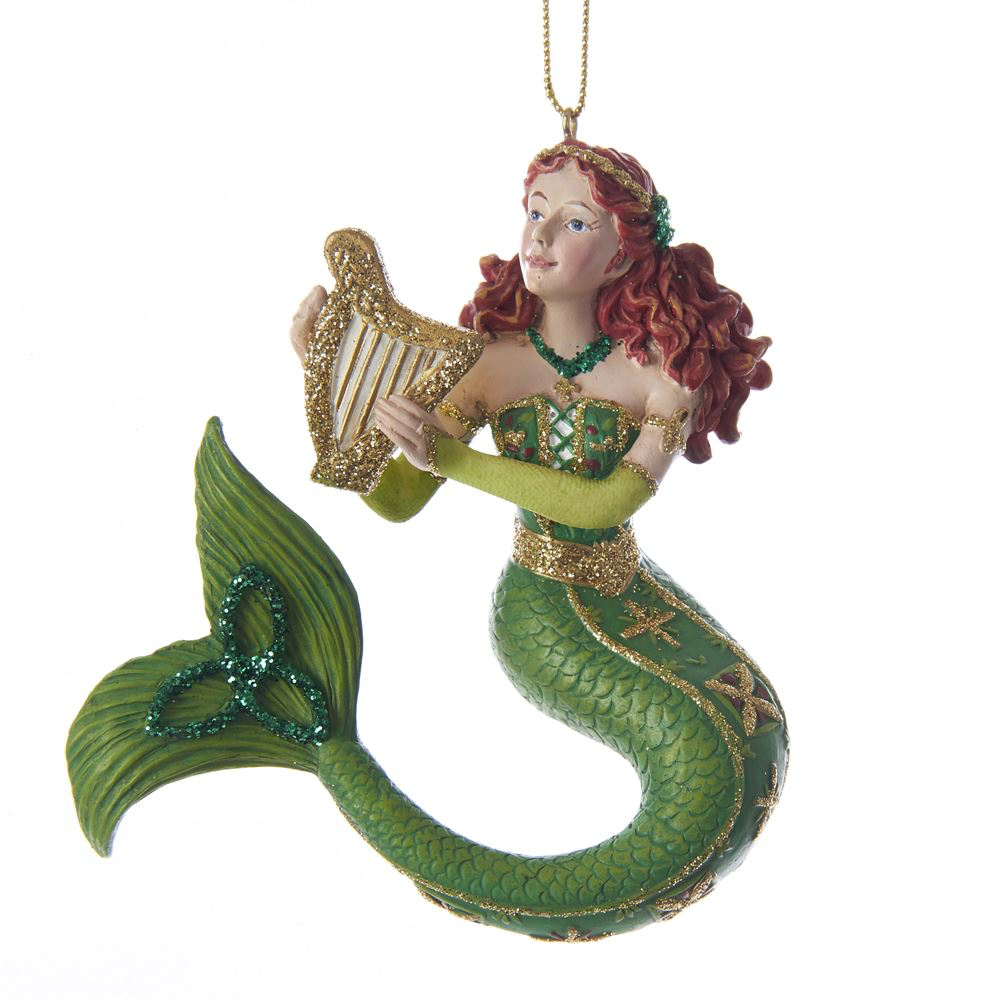 Kurt Adler Ireland International Mermaids Ornament 6" Irish Mermaid