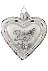 Kurt Adler Noble Gems Glass 25th Anniversary Heart Ornament