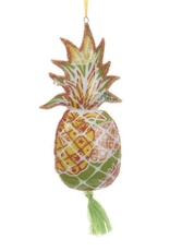 Kurt Adler Porcelain Pineapple Glittered Decal w Tassel Ornament - OR