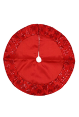 Kurt Adler Mini Christmas Tree Skirt 20in Satin w Sequin Snowflakes-Red