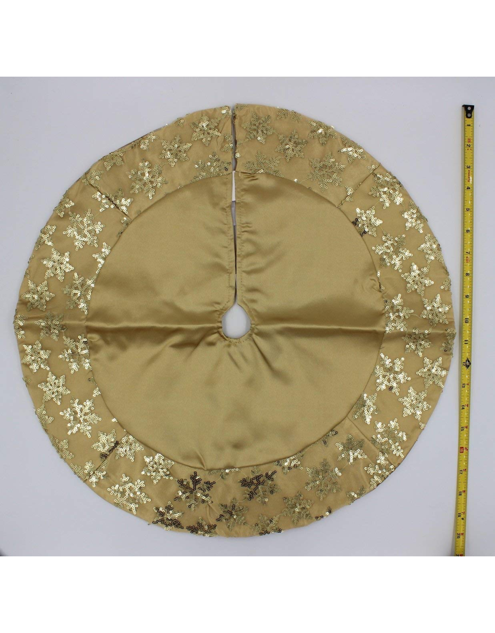 Kurt Adler Mini Christmas Tree Skirt 20in Satin w Sequin Snowflakes-Gold