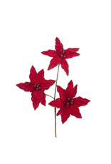 Kurt Adler Triple Red Poinsettia Spray 21 inch Christmas Flowers Floral