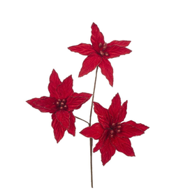 Kurt Adler Triple Red Poinsettia Spray 21 inch Christmas Flowers Floral
