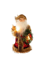 Kurt Adler Christmas Santa Tree Topper Burgundy w Brown 10 inch