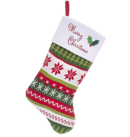 Kurt Adler Christmas Stocking Knitted w Merry Christmas 20.5 inch -A
