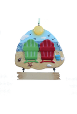 Kurt Adler Adirondack Beach Chairs Viewing Ocean Ornament 3.5 inch