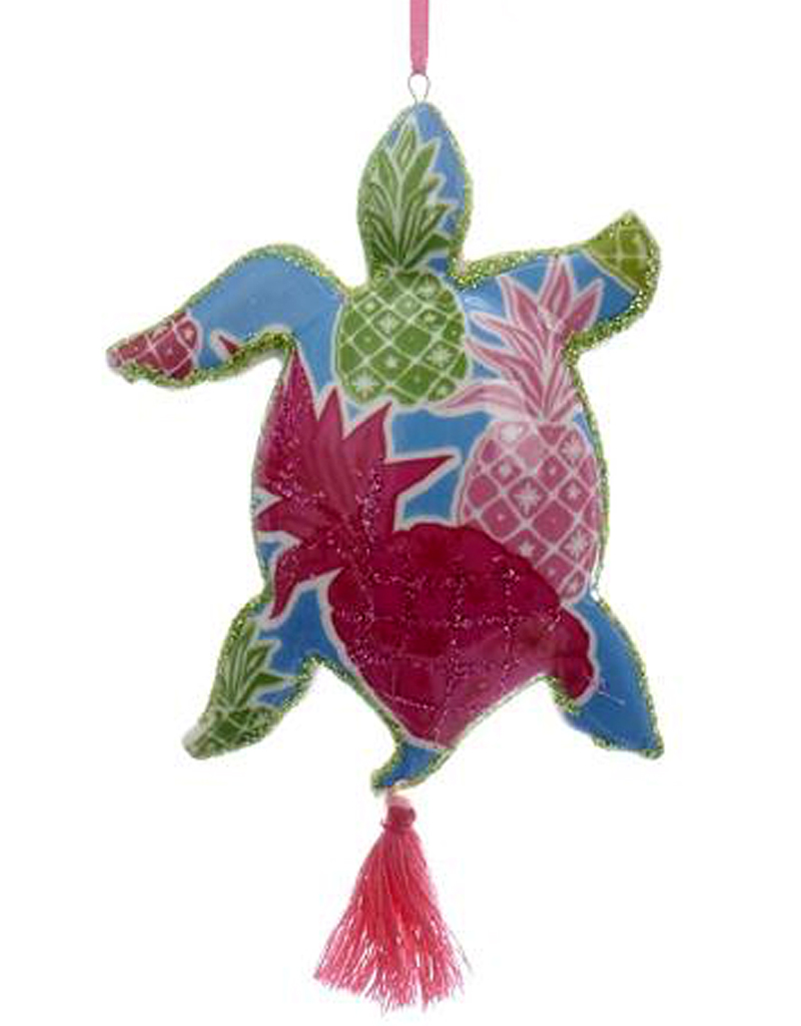 Kurt Adler Sea Turtle Tasseled Preppy Chic Porcelain Ornament -TMU