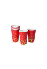 PAPYRUS® Paper Party Cups 8pk - Simple Gold Dot on Red