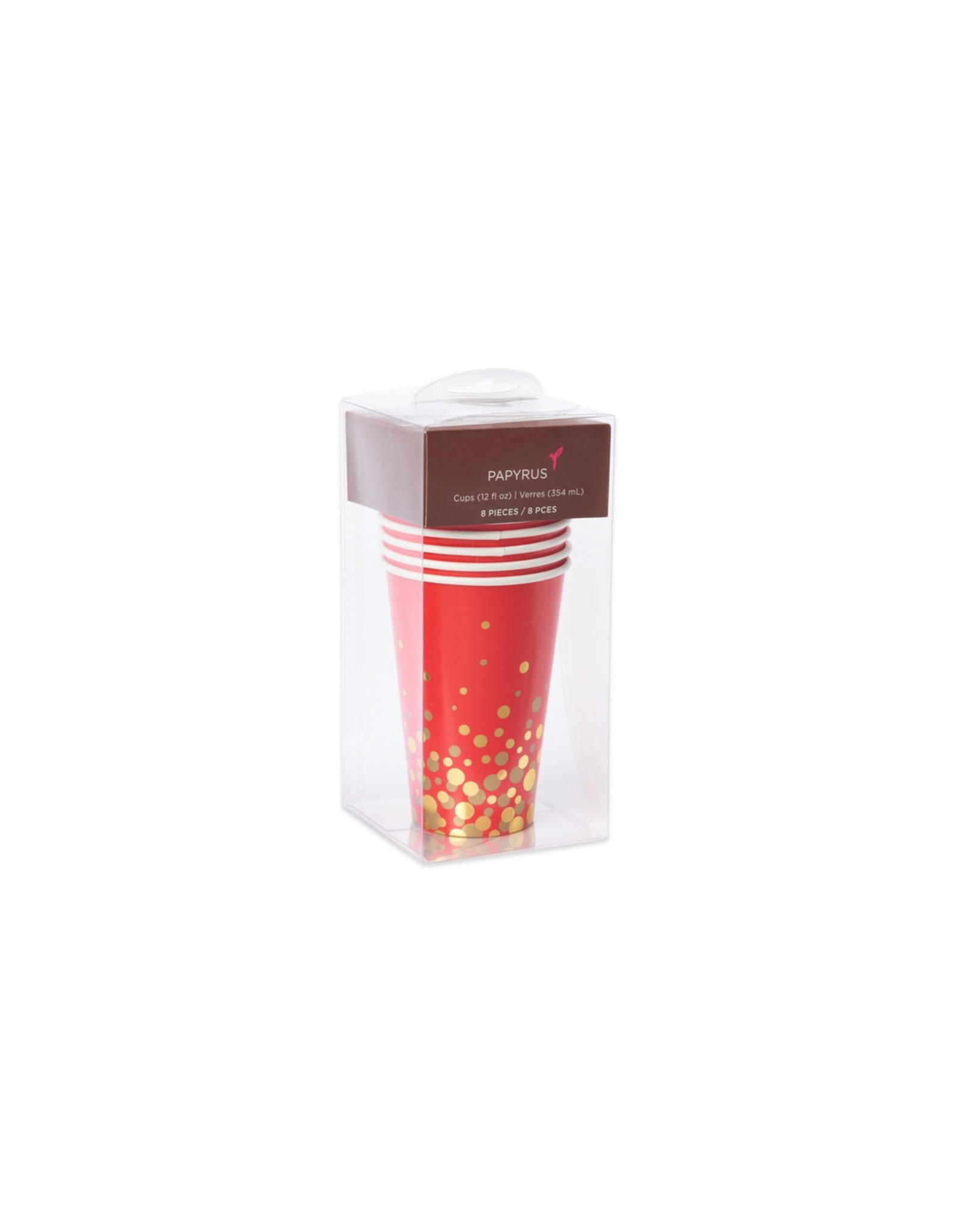 PAPYRUS® Paper Party Cups 8pk - Simple Gold Dot on Red