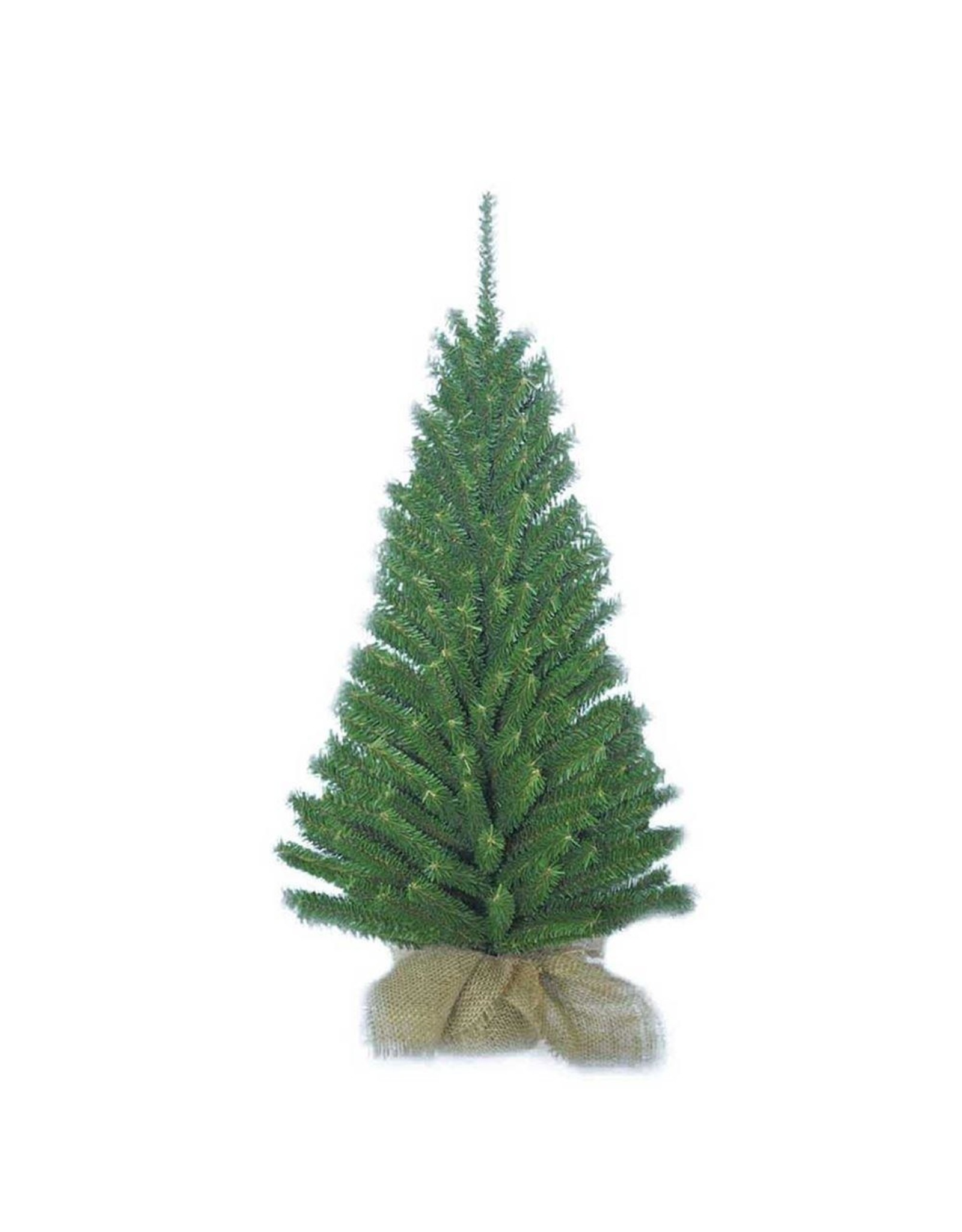 Kurt Adler Christmas Tree 24 inch Mini Pine w Round Wooden Base in Burlap