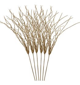 Kurt Adler Christmas Flowers Floral Gold Glittered Willow Spray Set of 6