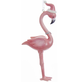 Kurt Adler Millennial Pink Flamingo in Santa Hat Ornament - STR