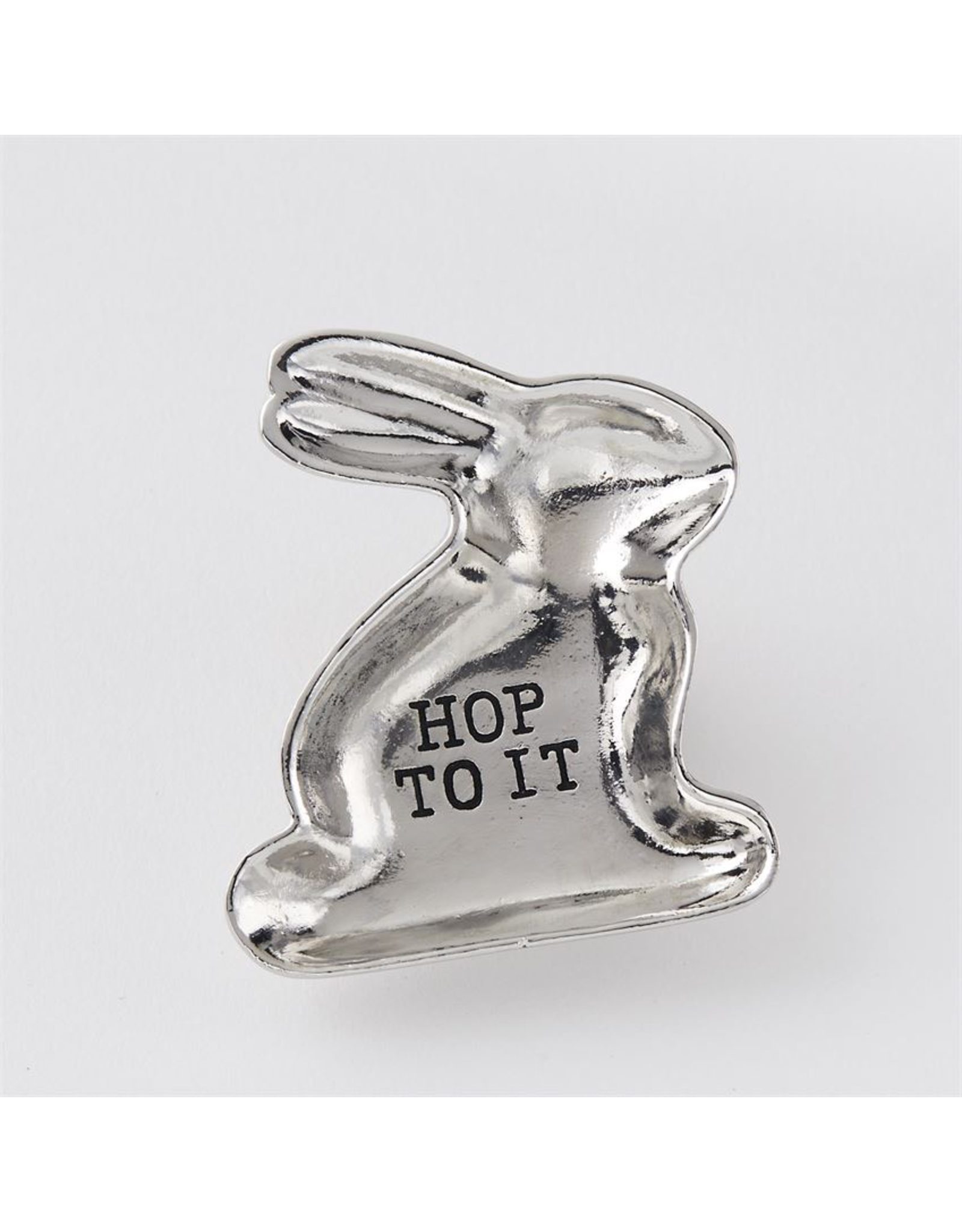 Mud Pie Mini Metal Bunny Trinket Dish w Gift Box 2x2 Hop To It - Happy