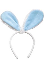Mud Pie Bunny Ears Headband - White w Blue Velour