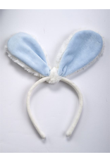 Mud Pie Bunny Ears Headband - White w Blue Velour