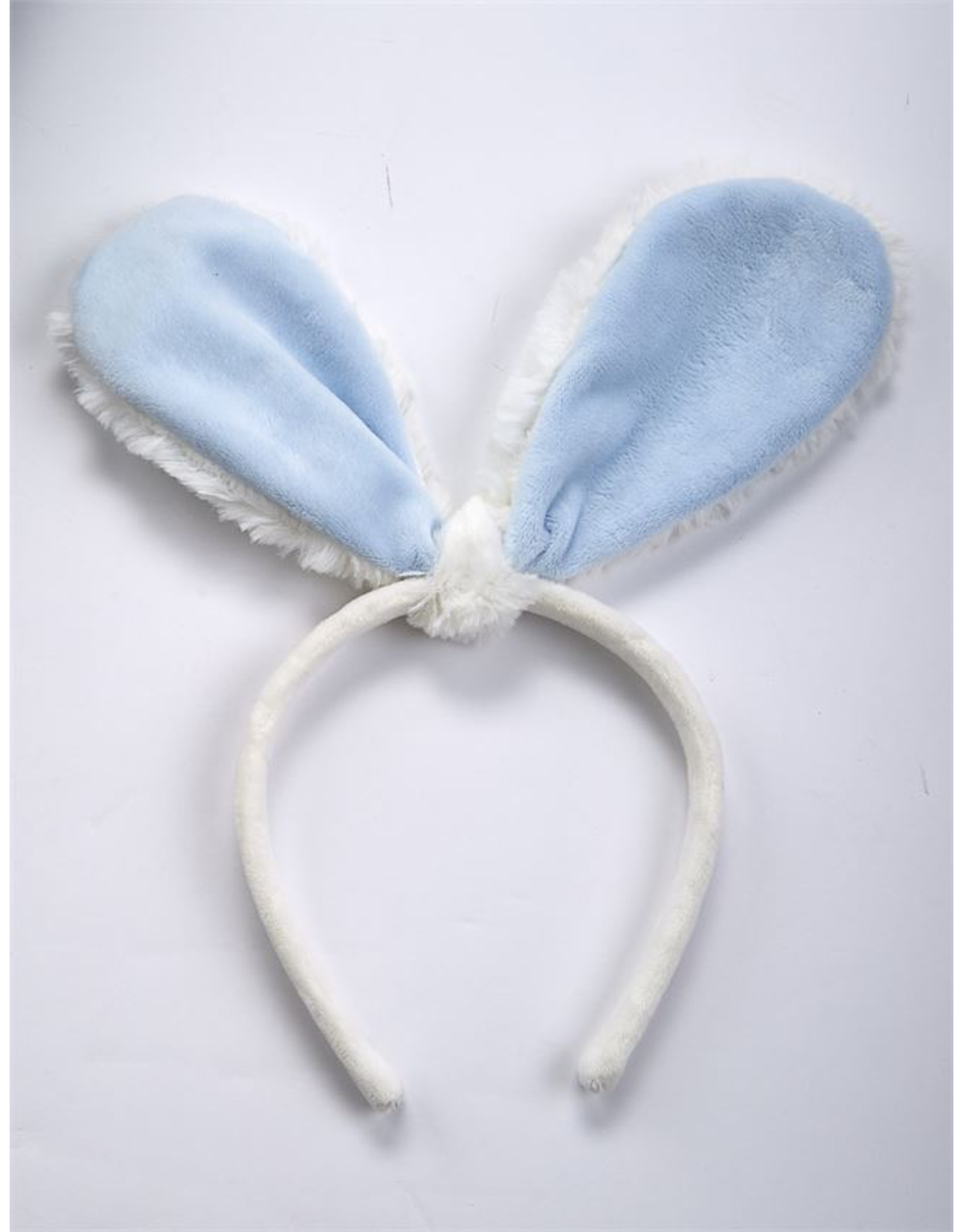 Mud Pie Bunny Ears Headband - White w Blue Velour