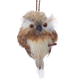 Kurt Adler Brown White Owl On Branch Christmas Ornament 4 Inch - B