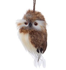 Kurt Adler Brown White Owl Round Head Christmas Ornament 4 inch - C