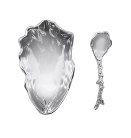 Mariposa Oyster Dish with Coral Spoon Set