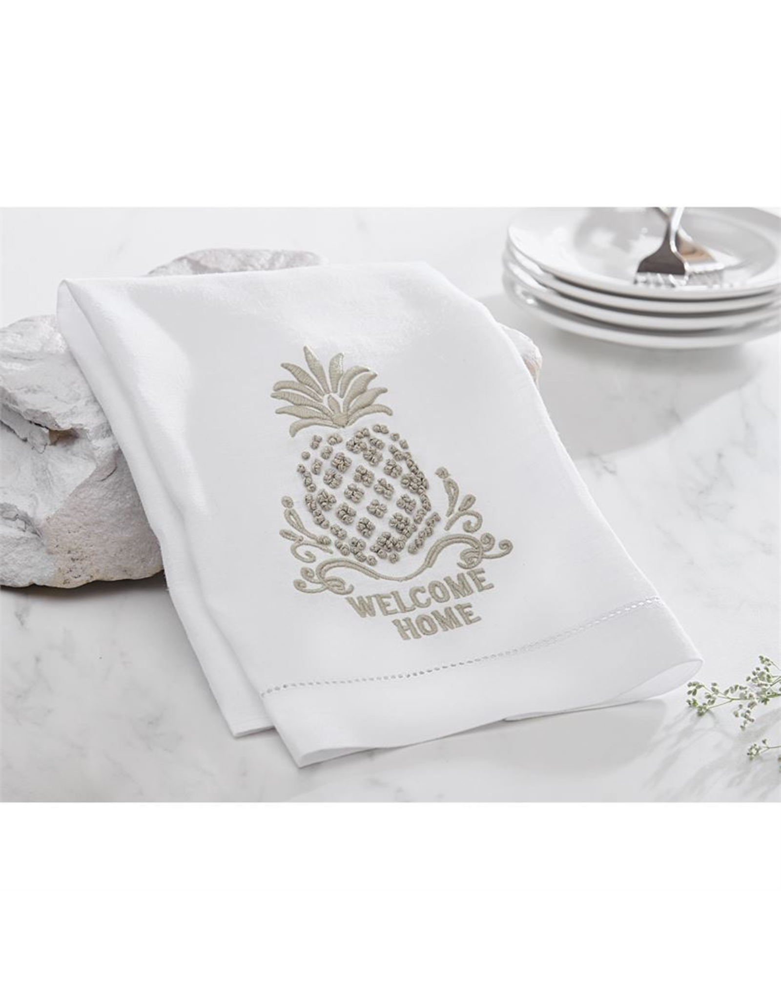 Mud Pie Pineapple French Knot Towel w Welcome Home