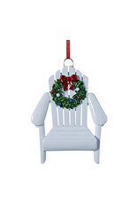 Kurt Adler White Adirondack Chair W Wreath Ornament 4.25 inch