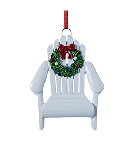Kurt Adler White Adirondack Chair W Wreath Ornament 4.25 inch