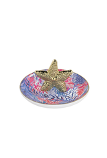 Lilly Pulitzer® Ring Holder Ring Dish With Gold Starfish - Kaleidoscope Coral