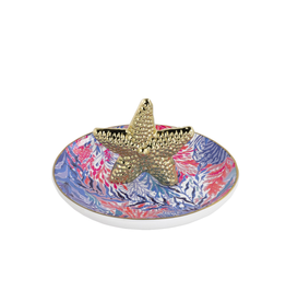 Lilly Pulitzer® Ring Holder Ring Dish With Gold Starfish - Kaleidoscope Coral
