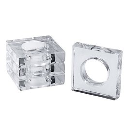 Caspari Acrylic Napkin Rings Set of 4 Square w Round Center - Clear