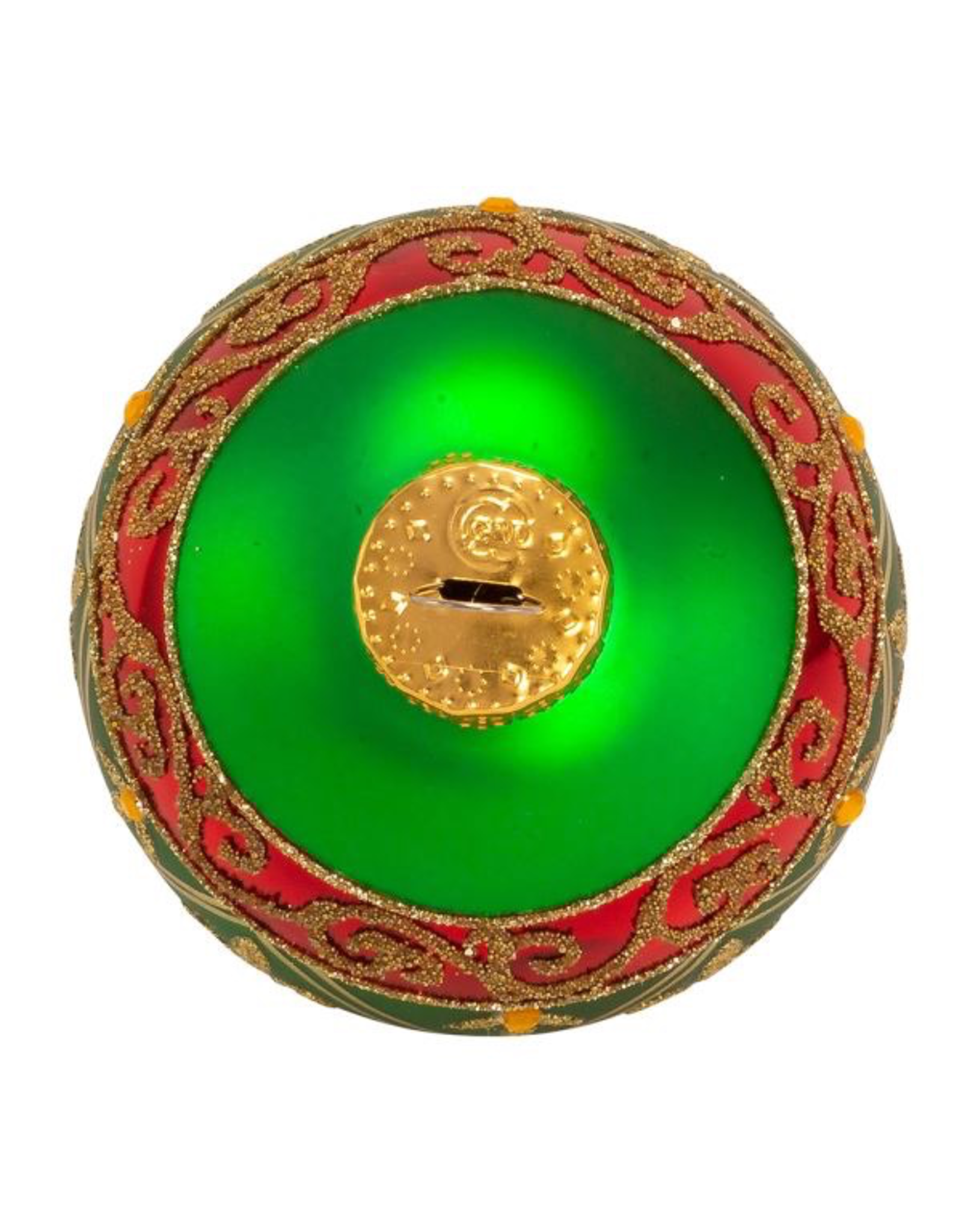 Kurt Adler Fleur-De-Lis Red Gold Green Glass Ball Ornaments Set of 6