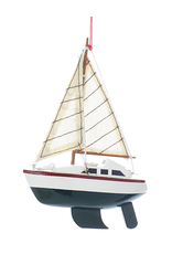 Kurt Adler Wooden Yacht-Sailboat Christmas Ornament GREEN Hull