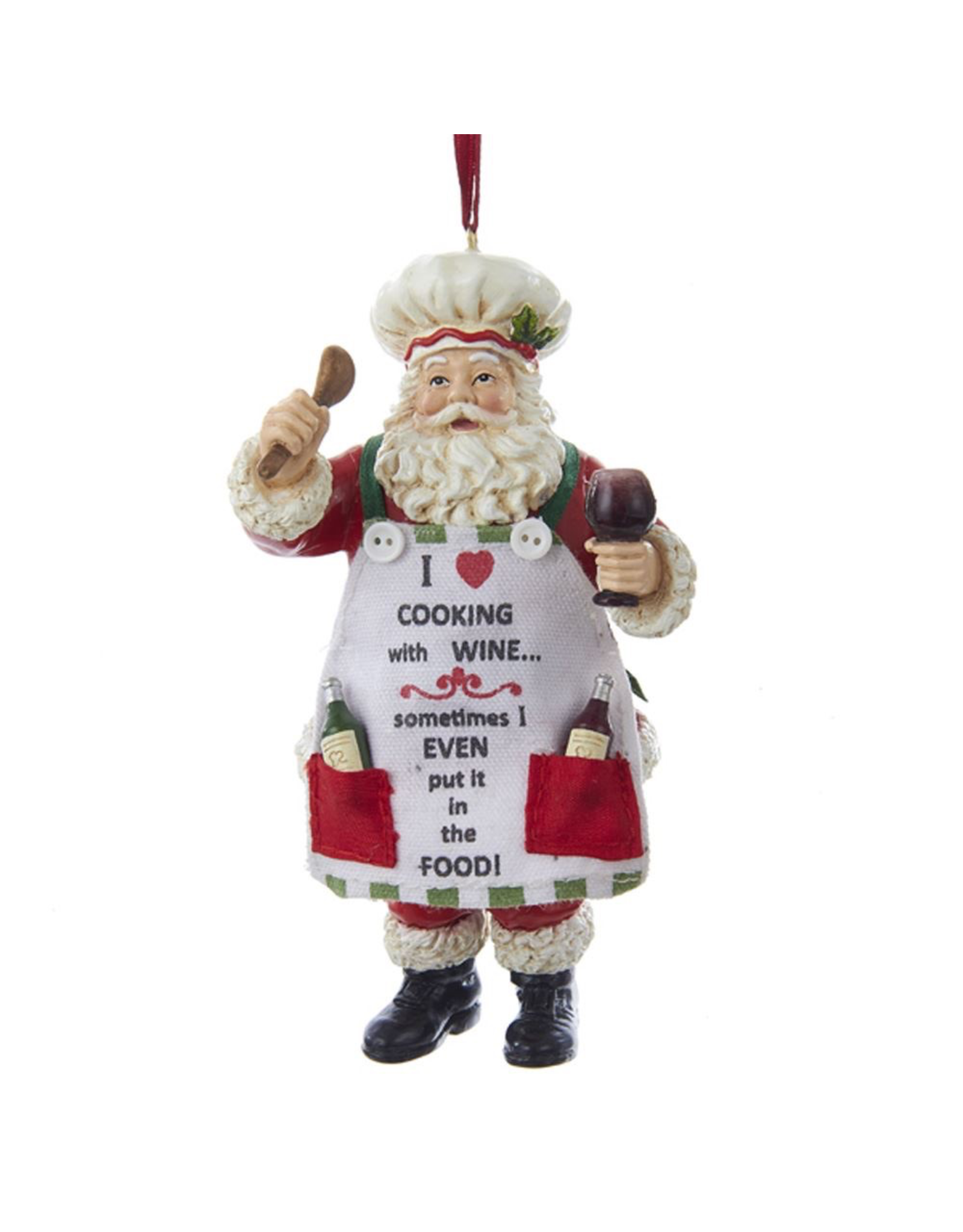 Kurt Adler Chef Santa Cooking With Wine Ornament 5 Inch