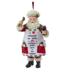 Kurt Adler Chef Santa Cooking With Wine Ornament 5 Inch