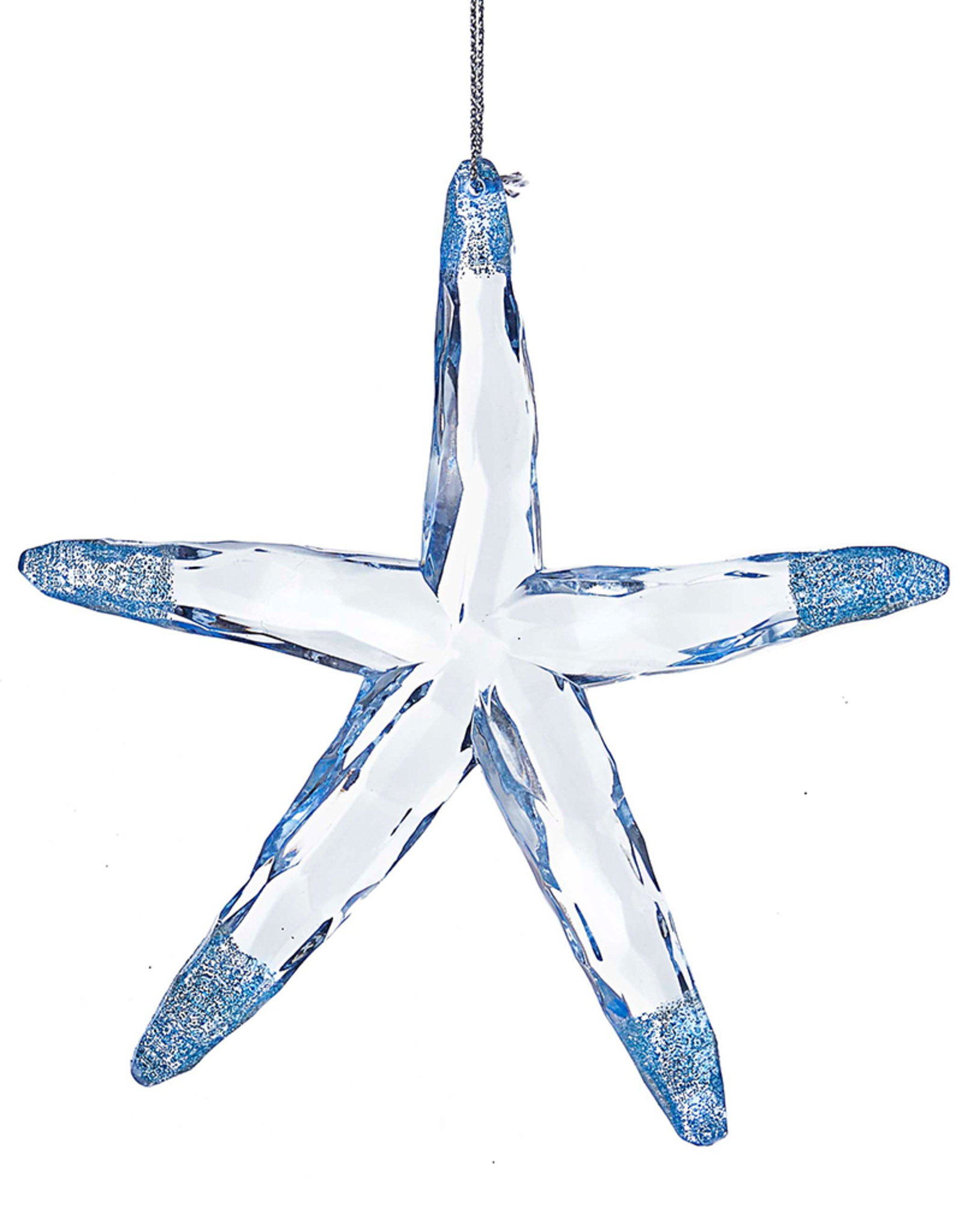 Kurt Adler Light Blue Acrylic Starfish Ornament w Glitter Accents