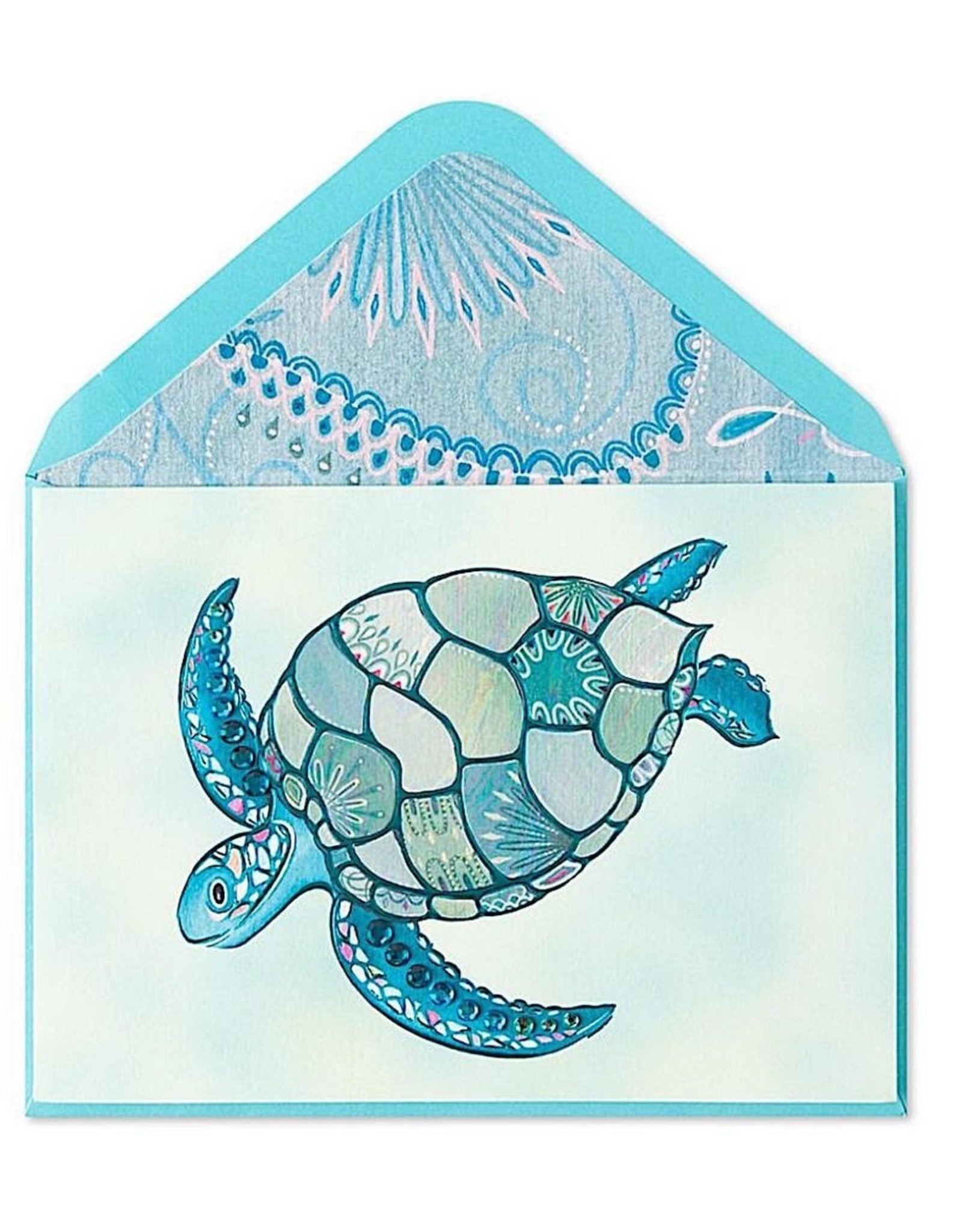 PAPYRUS® Blank Card Mosaic Sea Turtle With Gems