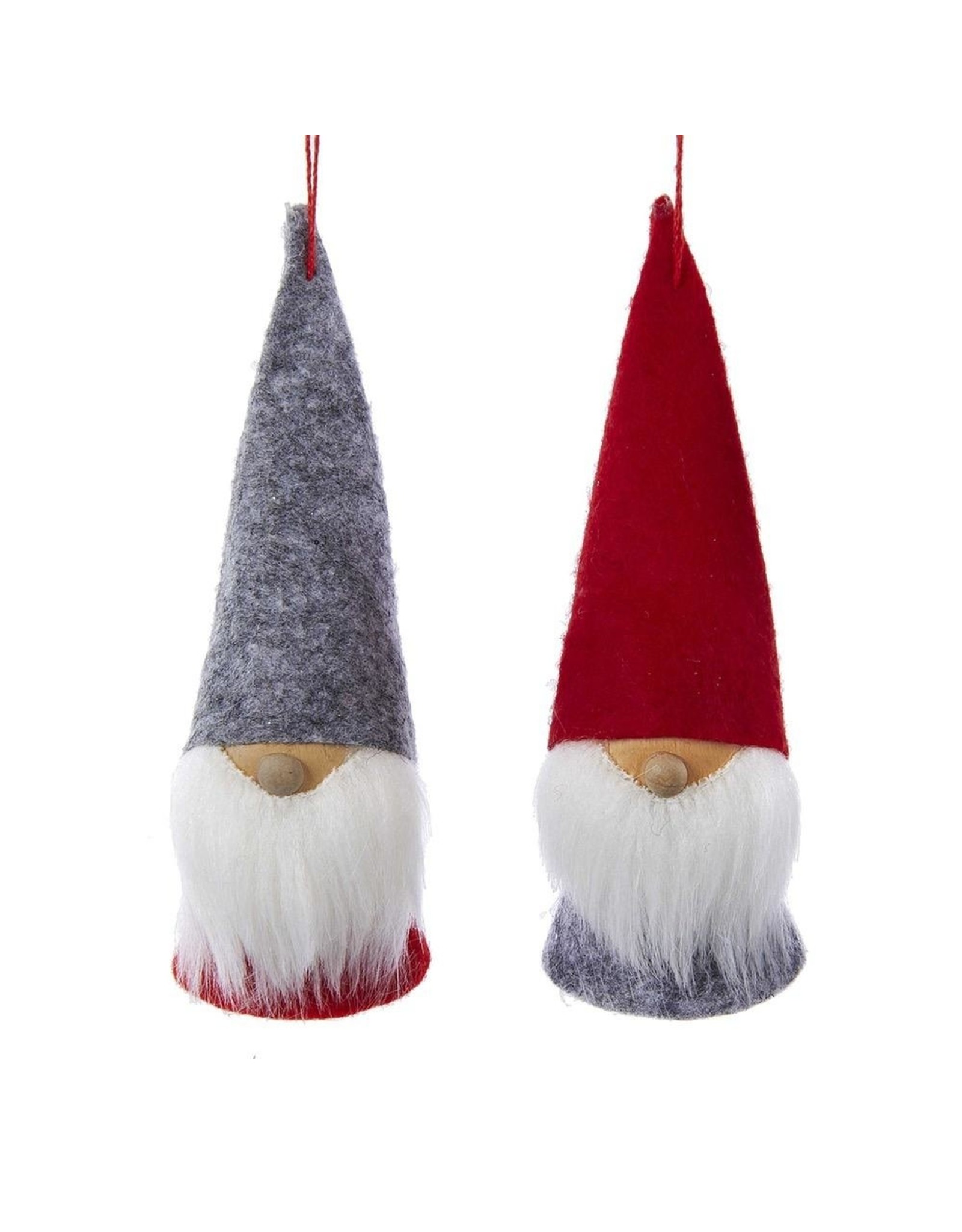 Kurt Adler Gnomes Wood and Felt Dwarf Gnome Ornaments 5 Inch Set of 2