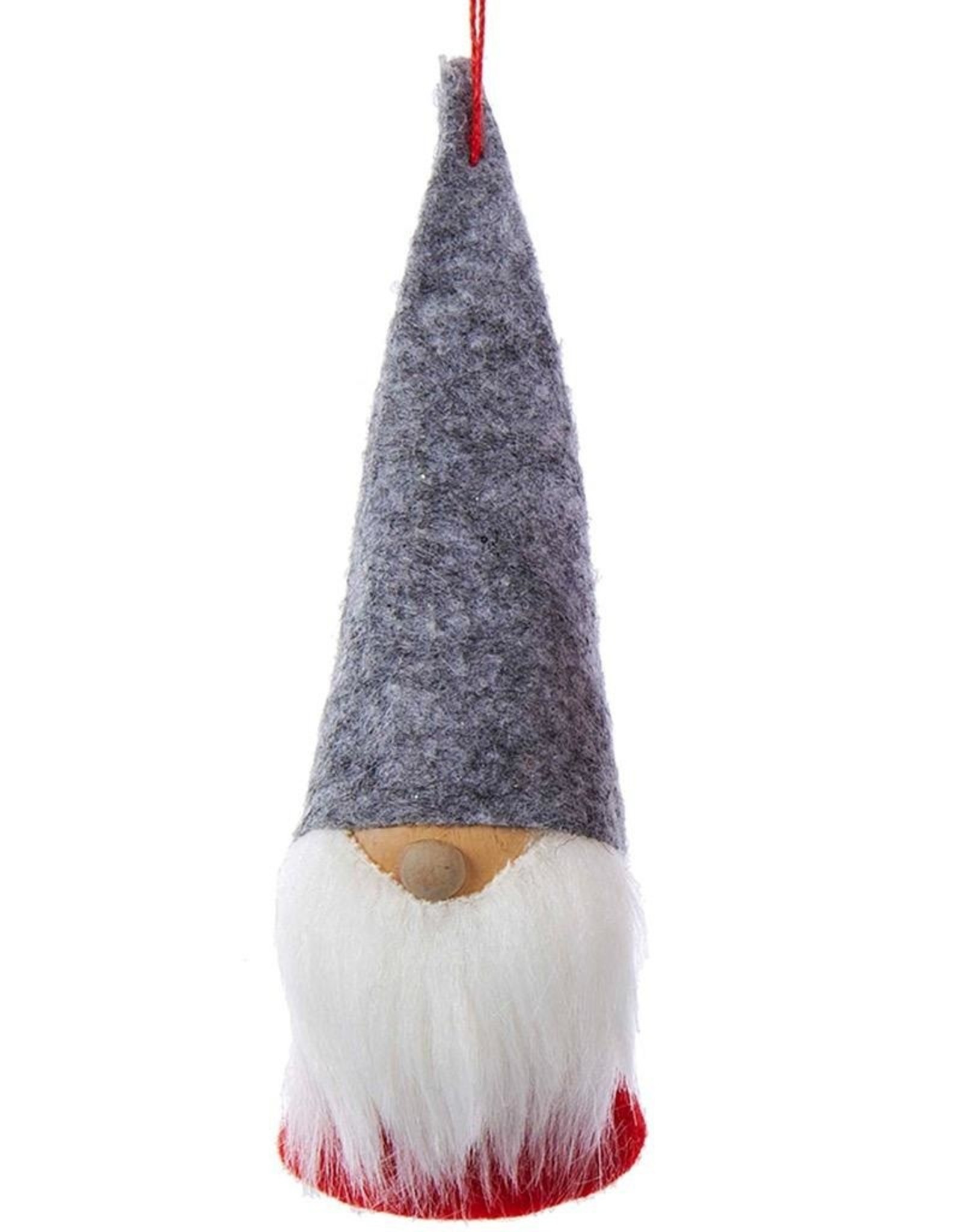 Kurt Adler Gnomes Wood and Felt Dwarf Gnome Ornament 5 inch w Grey Hat