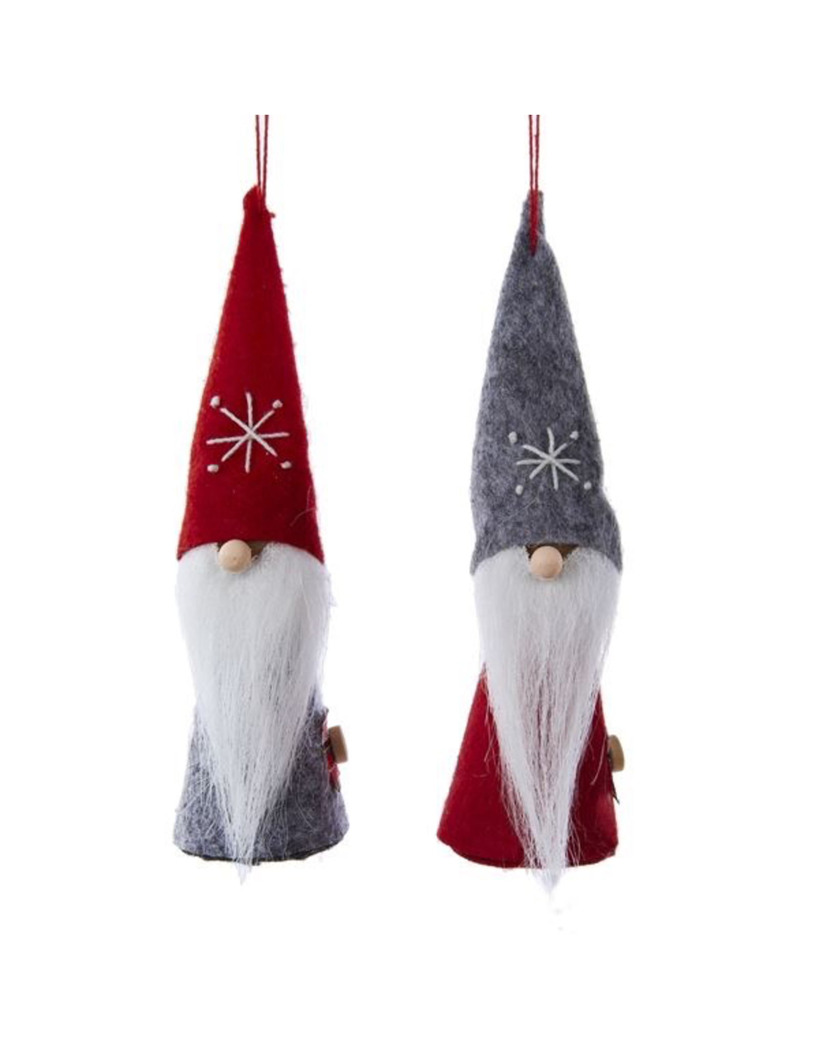 Kurt Adler Gnomes Felt W Wood Dwarf Gnome Ornaments 6 Inch Set of 2