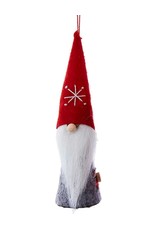 Kurt Adler Gnomes Felt W Wood Dwarf Gnome Ornament 6 Inch - Red Hat