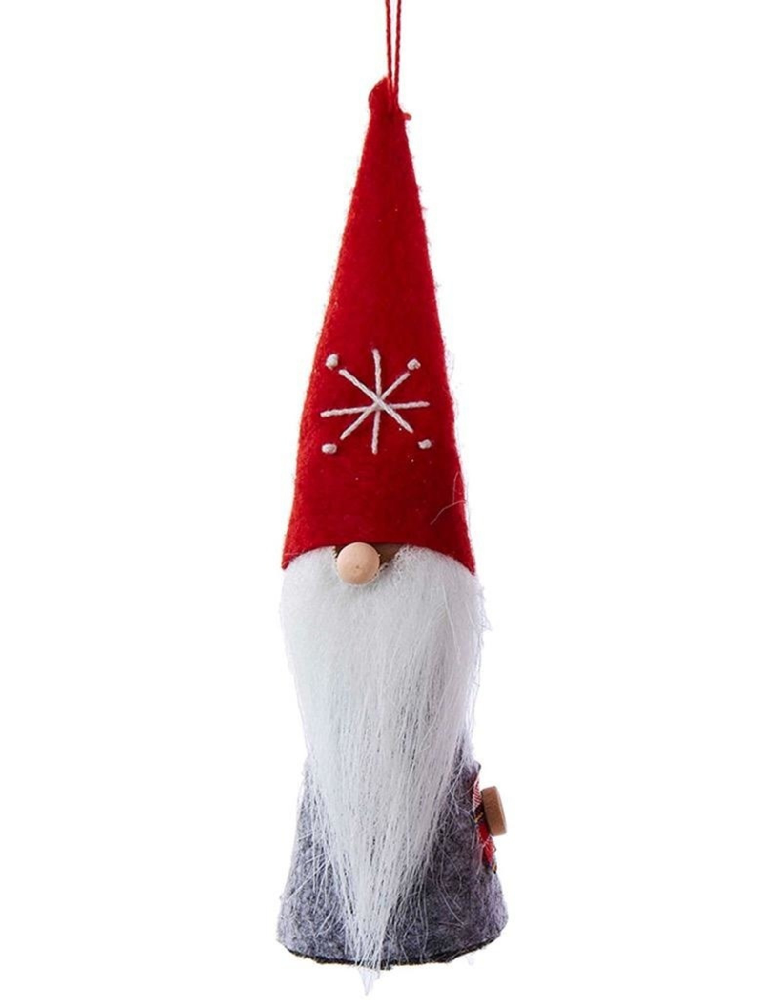 Kurt Adler Gnomes Felt W Wood Dwarf Gnome Ornament 6 Inch - Red Hat