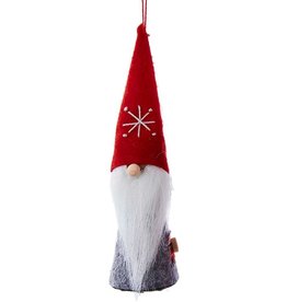 Kurt Adler Gnomes Felt W Wood Dwarf Gnome Ornament 6 Inch - Red Hat