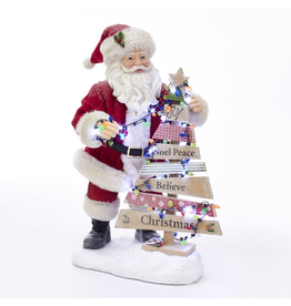 Kurt Adler Fabriche Santa With Lighted Christmas Tree Table Figurine