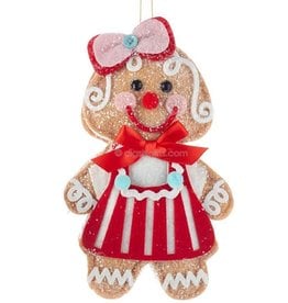 Kurt Adler Gingerbread Girl Cookie Doll Christmas Ornament 7.5 Inch