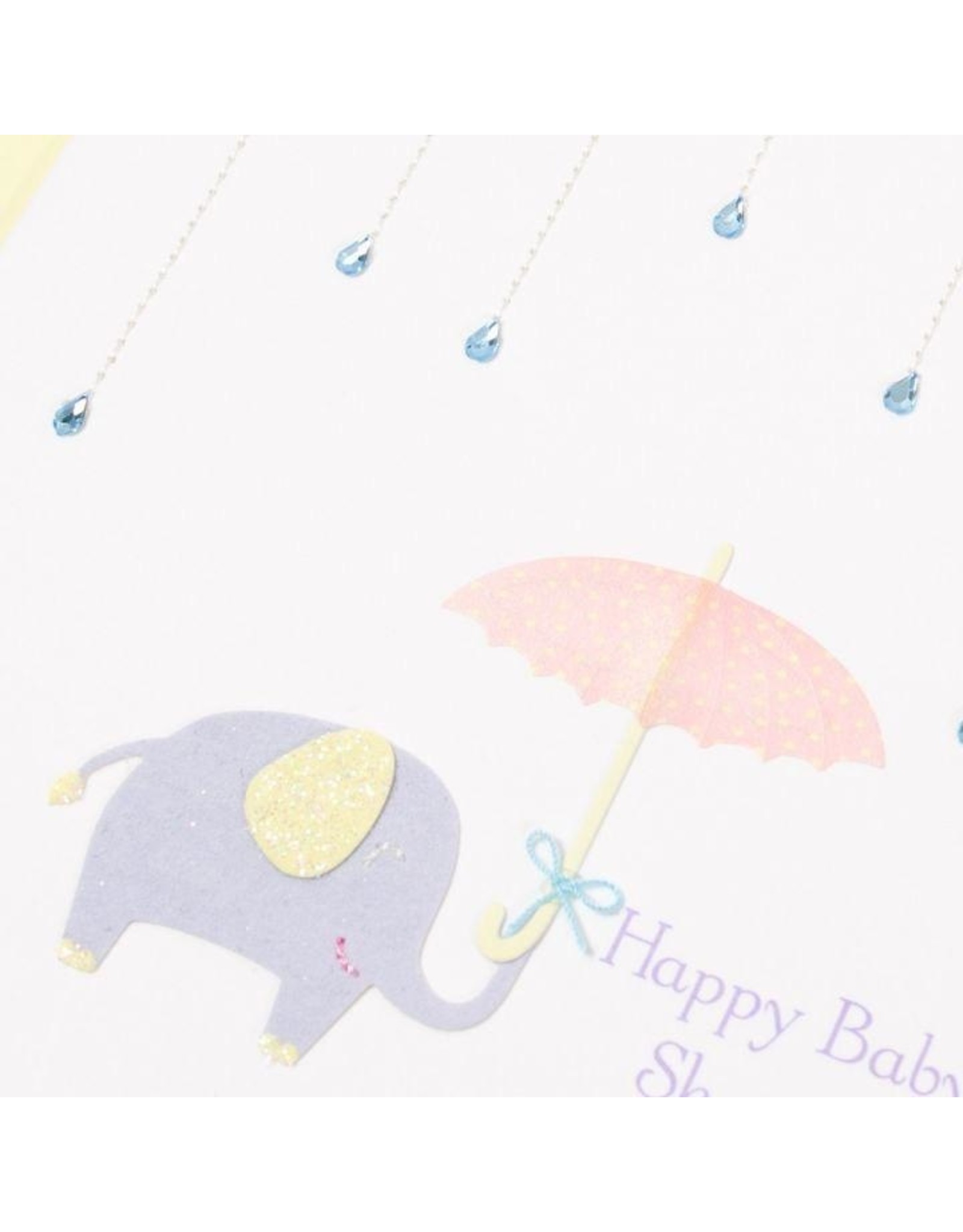PAPYRUS® Baby Shower Card Raindrops Umbrella And Elephant