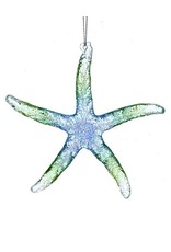 Kurt Adler Acrylic Glitter Starfish Ornament Translucent Blue Green