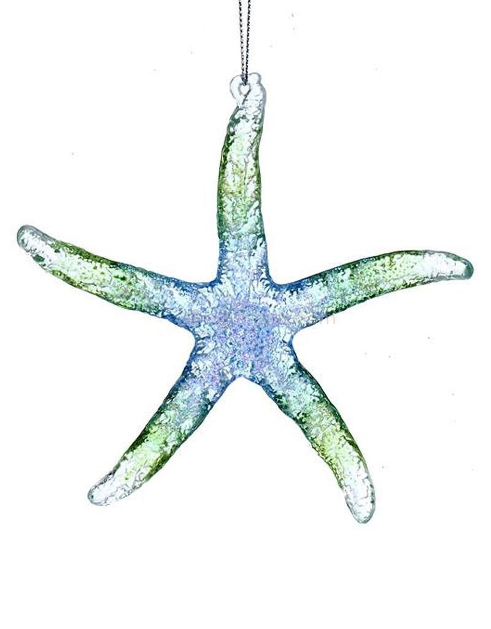 Kurt Adler Acrylic Glitter Starfish Ornament Translucent Blue Green