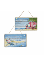 Kurt Adler Wooden Beach Sign Plaques Ornaments 1 Set of 2 Assorted