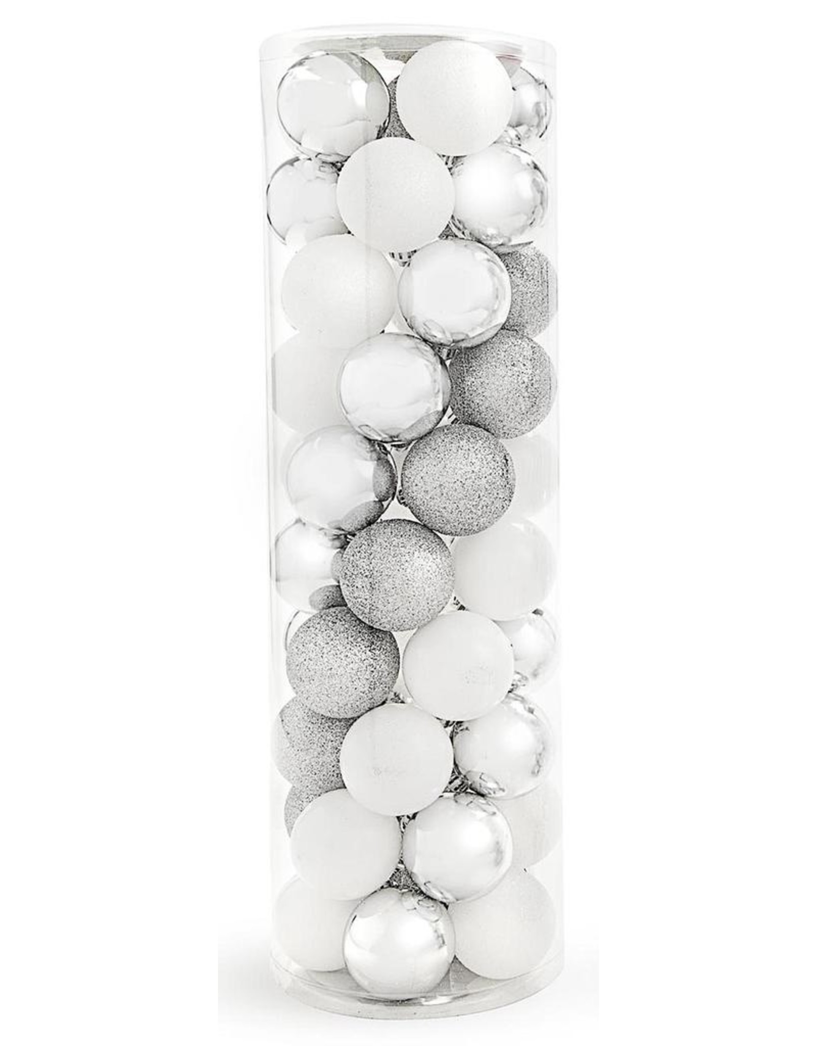 Darice Shatterproof Plastic Christmas Ornaments 57mm 50pk Silver White -A