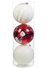 Darice Large Ball Ornaments Red White 3pk 150mm Shatter-Proof -B