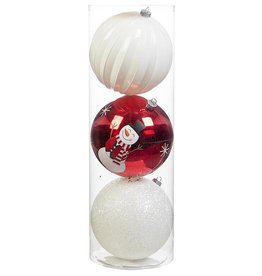 Darice Large Ball Ornaments Red White 3pk 150mm Shatter-Proof -B